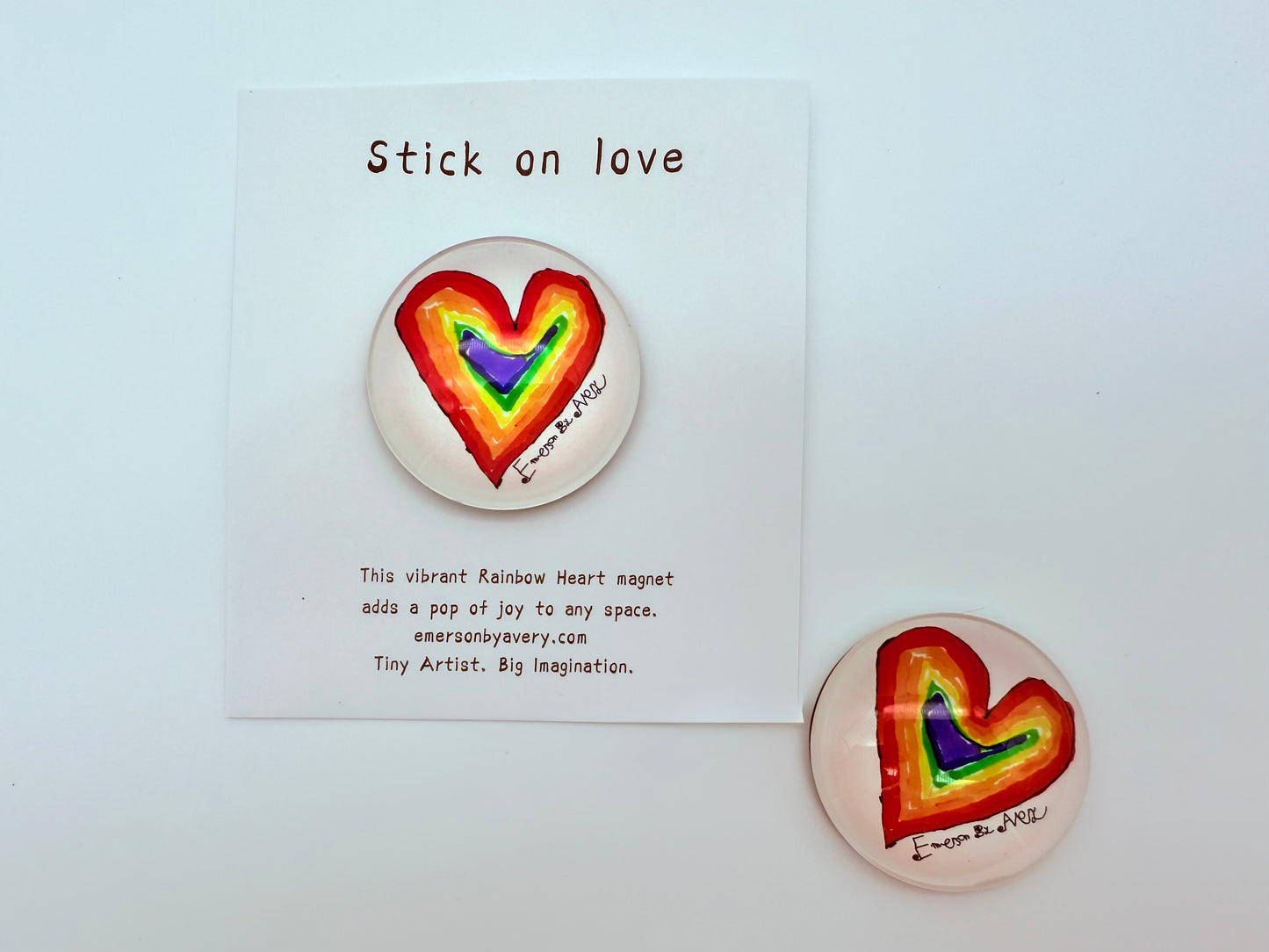 Rainbow Heart - Mini Glass Magnet