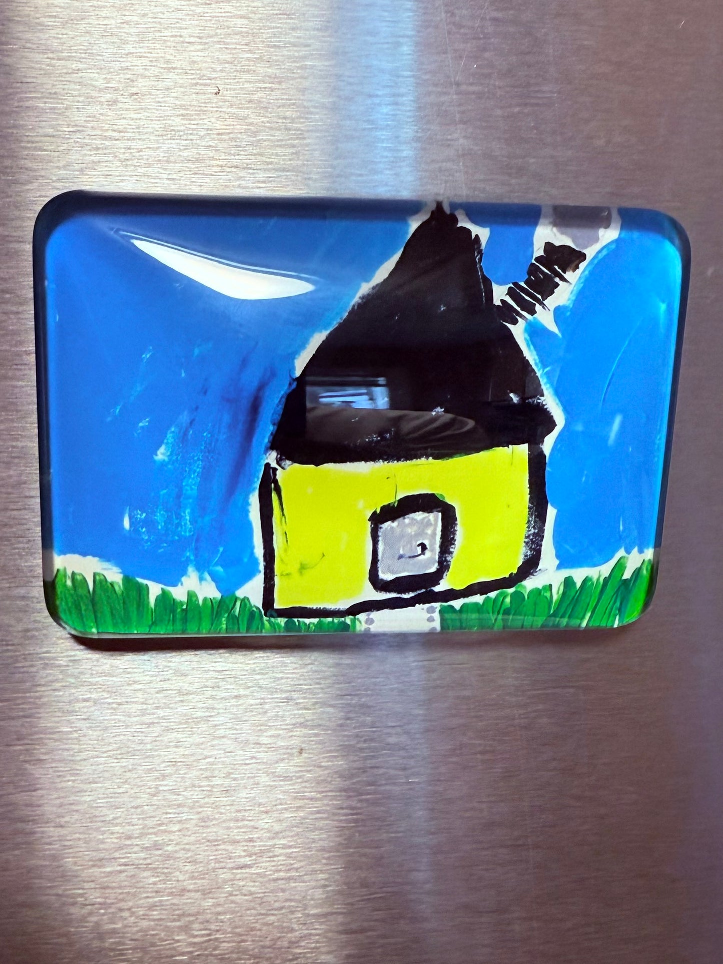 Yellow House Glass Magnet