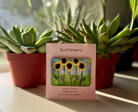Sunflowers Glass Magnet