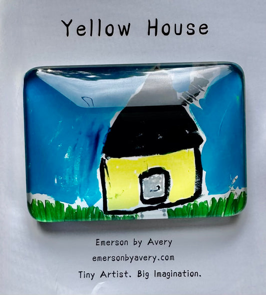 Yellow House Glass Magnet