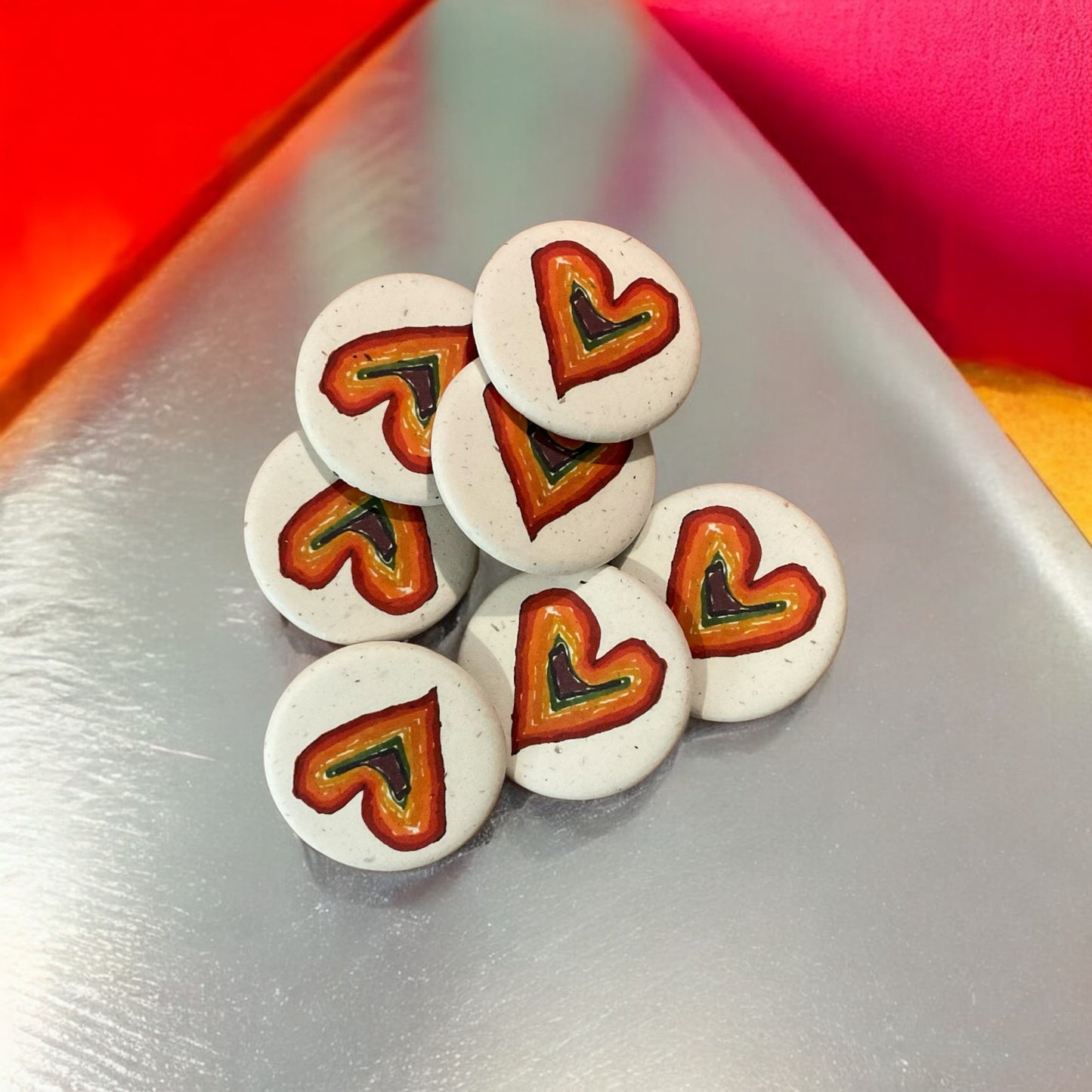 Rainbow Heart Button - Pin It With Love