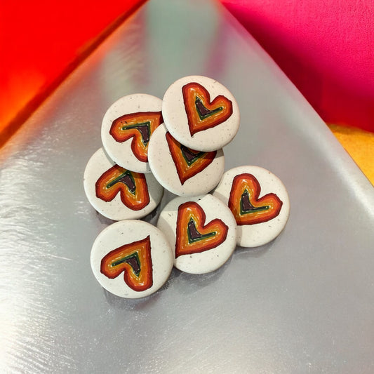 Rainbow Heart Button - Pin It With Love