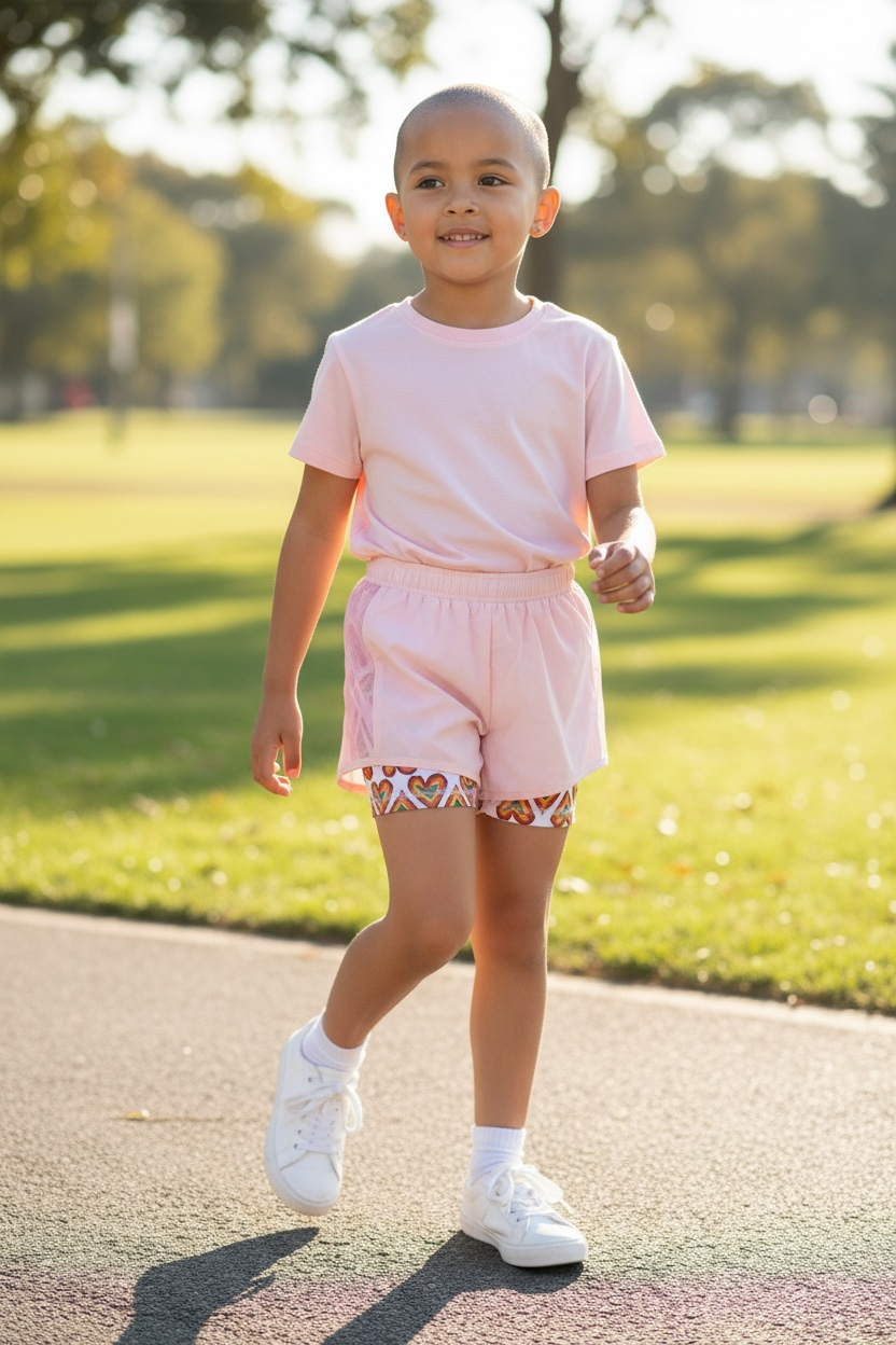 Rainbow Heart Double-Layer Sport Shorts