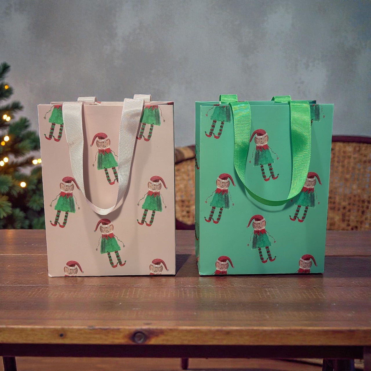 Elf Holiday Gift Bags - Set of 4 (Multiple Styles Available)