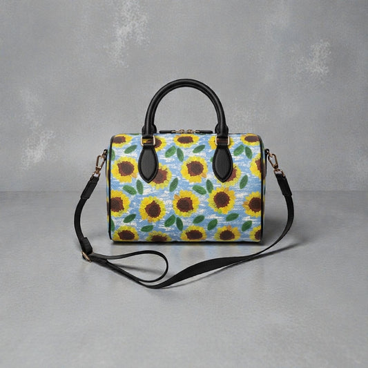 Leather Sunflowers Satchel