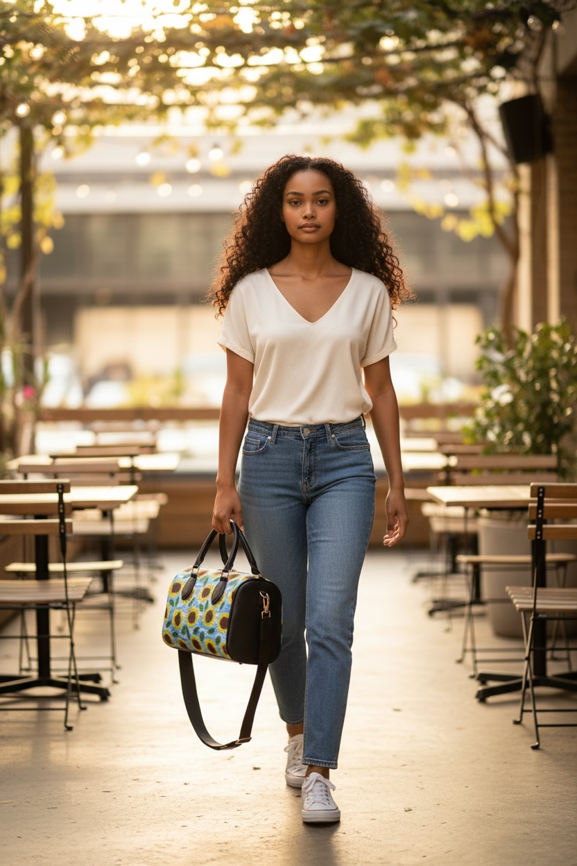 Leather Sunflowers Satchel