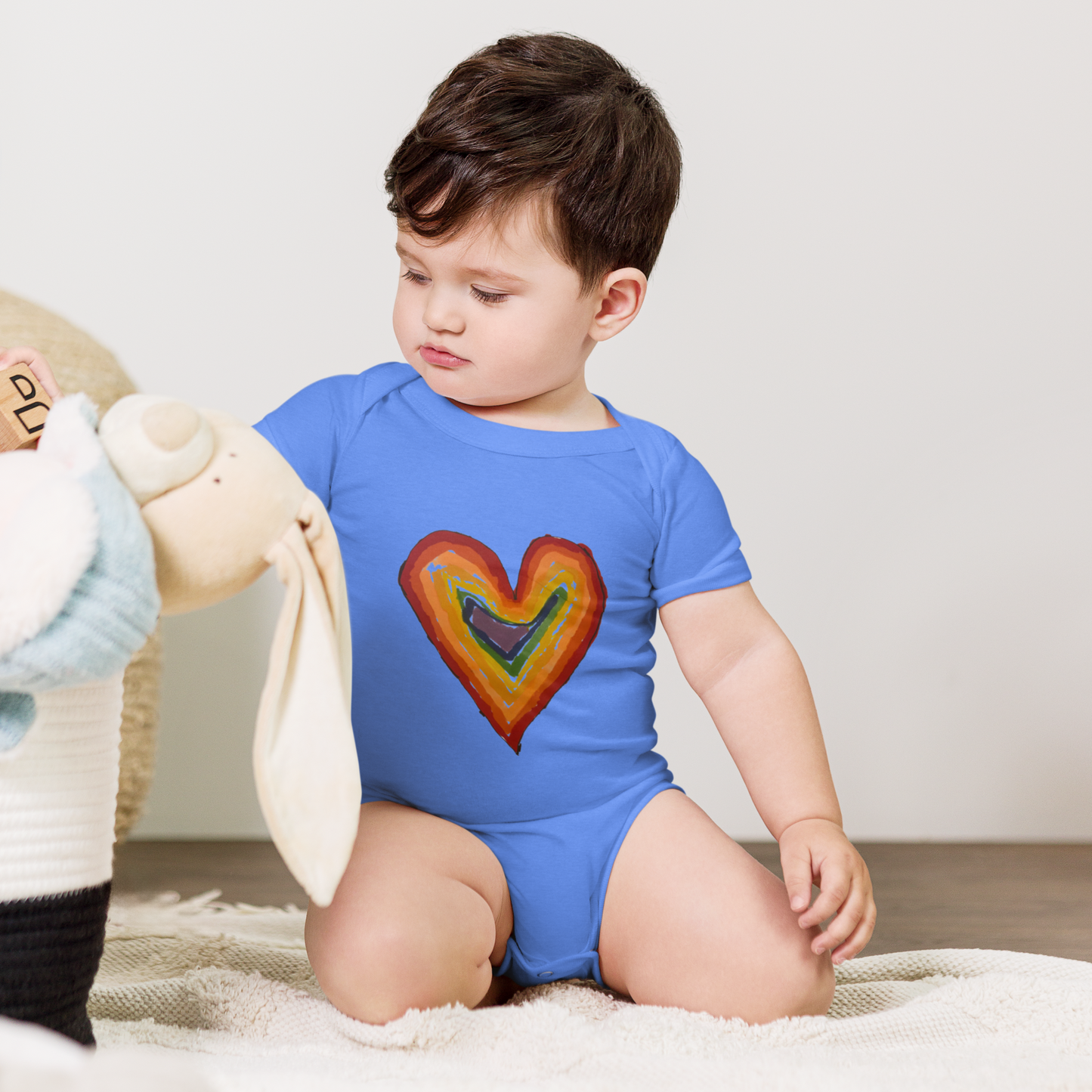 Rainbow Heart Baby Onesie - Love in Every Stitch