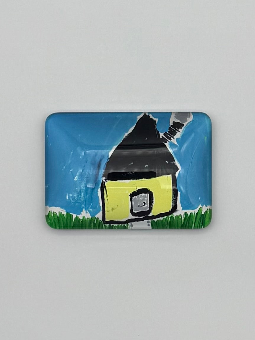 Yellow House Glass Magnet