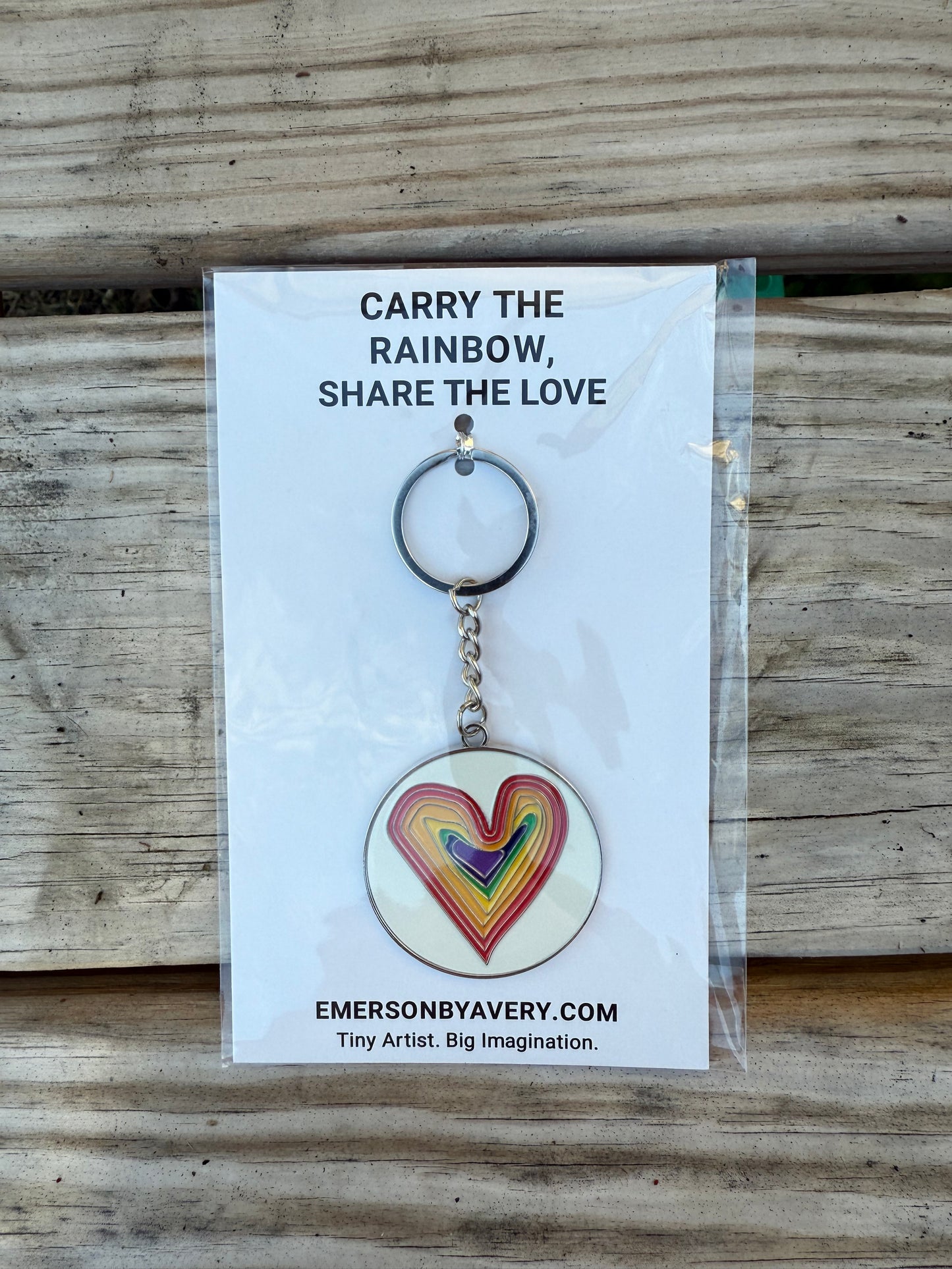 Rainbow Heart Enamel Keychain - Take Joy With You