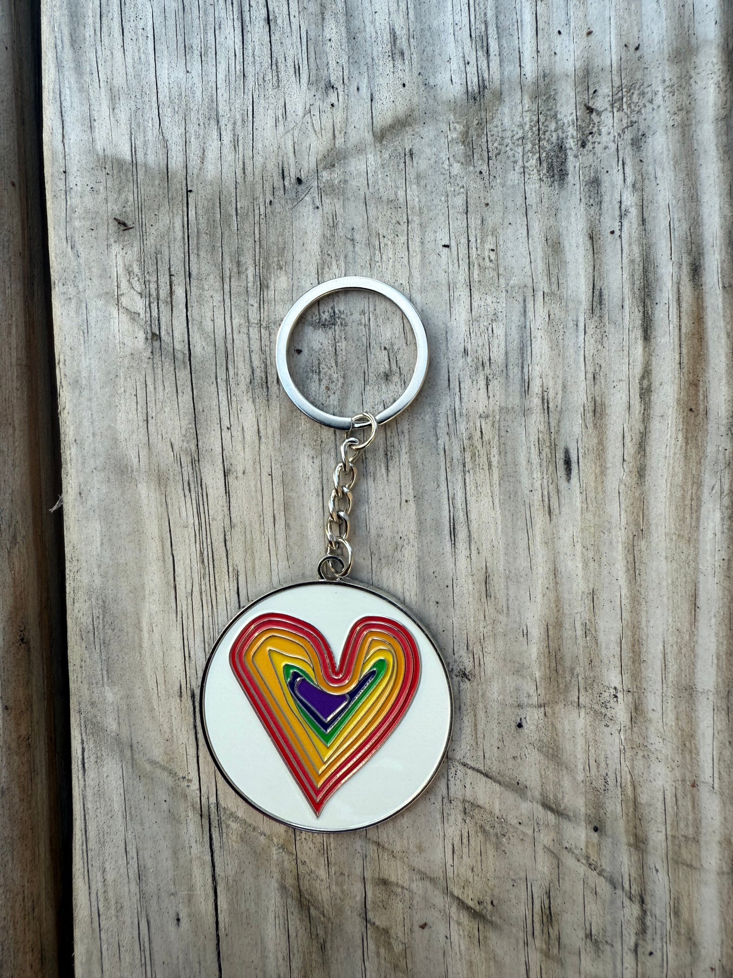 Rainbow Heart Enamel Keychain - Take Joy With You