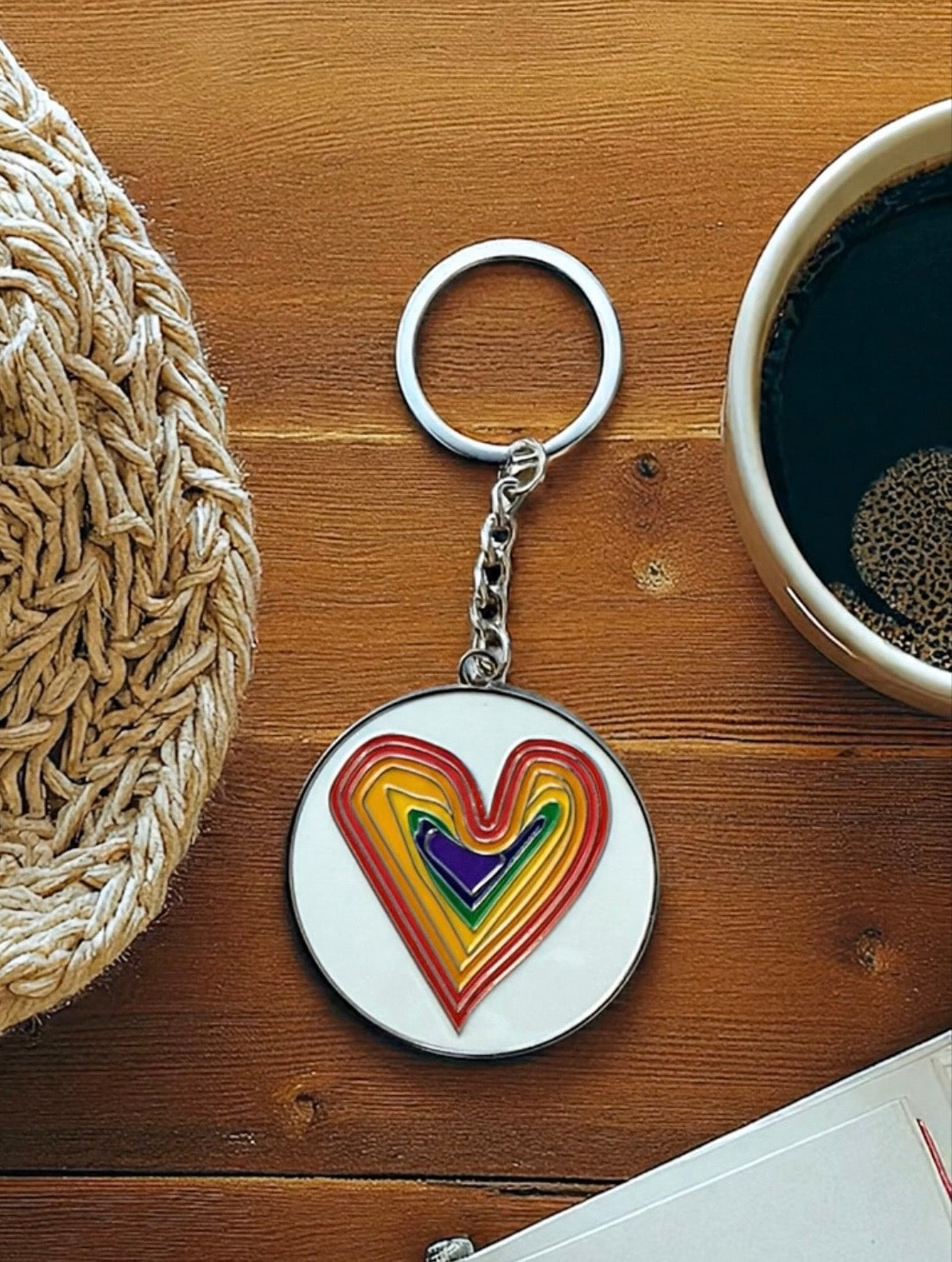 Rainbow Heart Enamel Keychain - Take Joy With You
