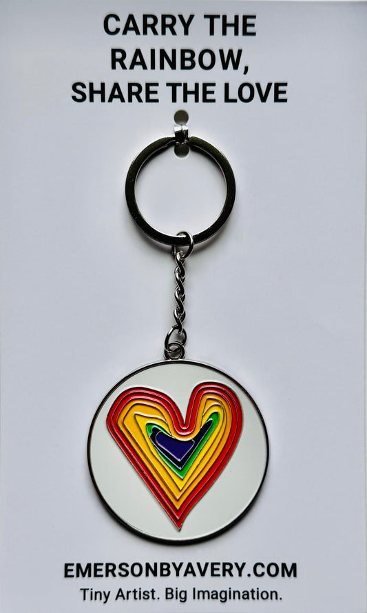 Rainbow Heart Enamel Keychain - Take Joy With You