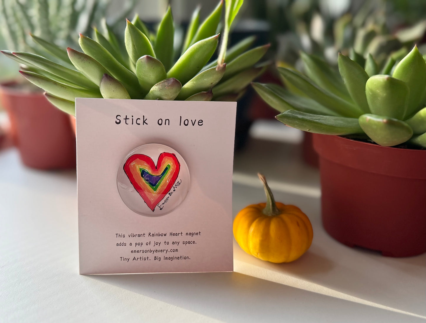 Rainbow Heart - Mini Glass Magnet