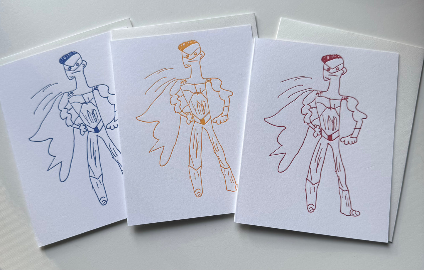 Superhero Trio - Letterpress Note Cards