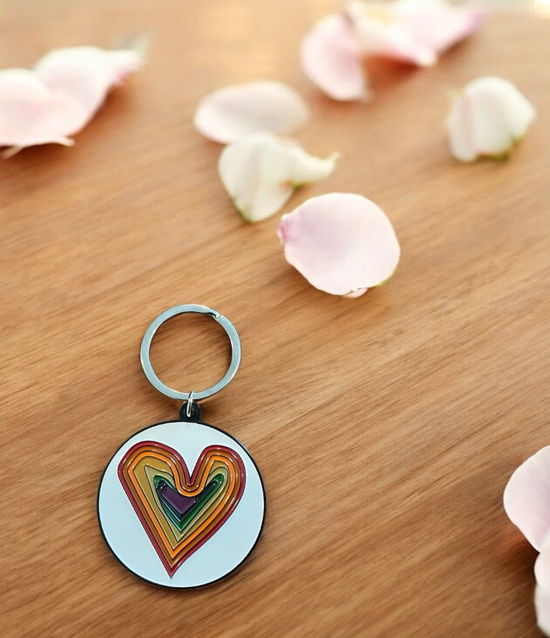 Rainbow Heart Enamel Keychain - Take Joy With You