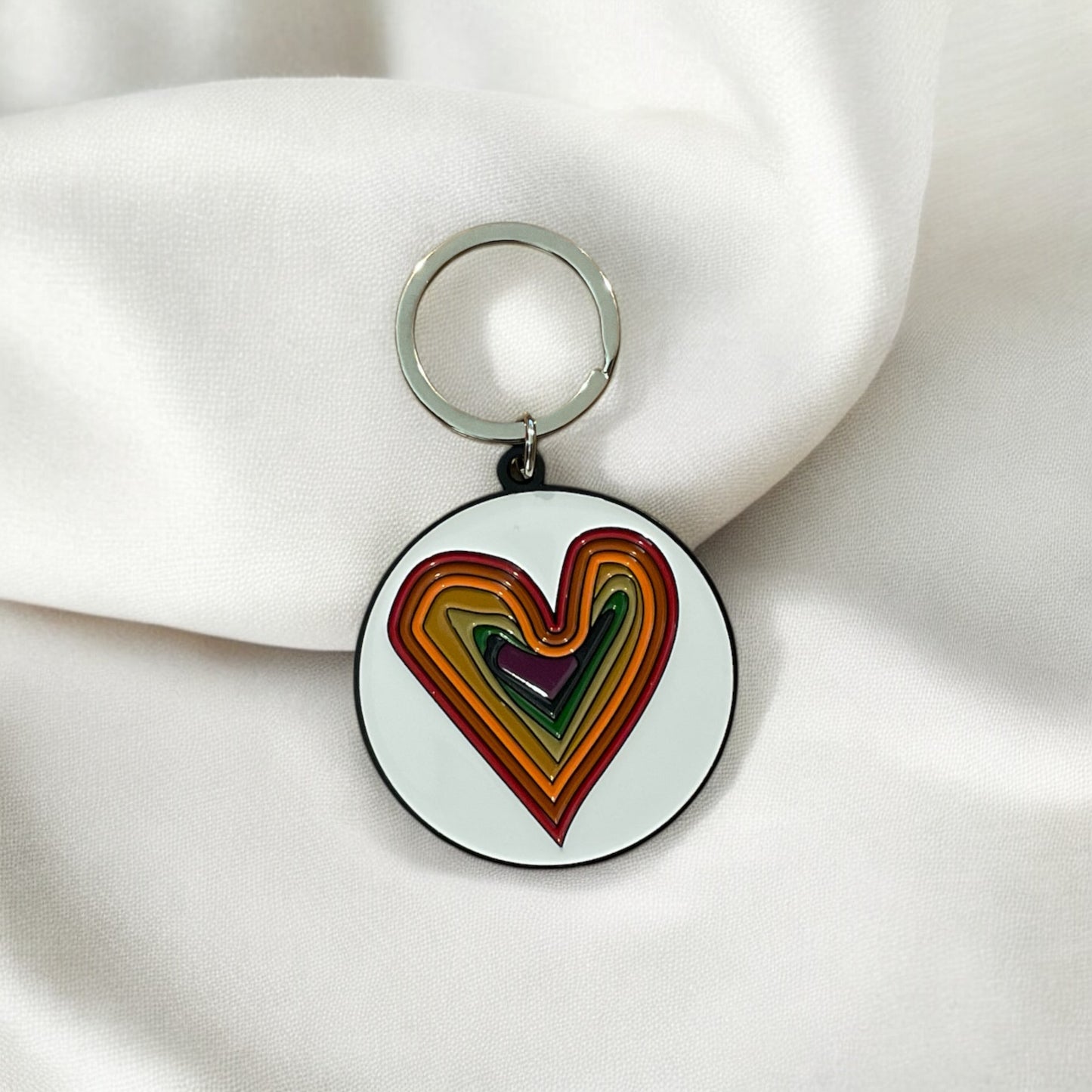Rainbow Heart Enamel Keychain - Take Joy With You