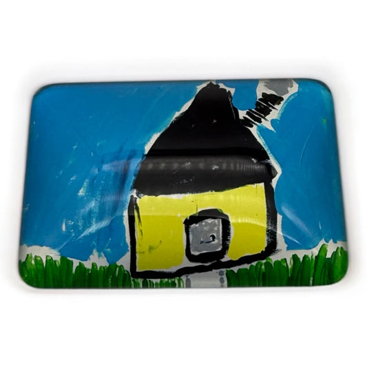 Yellow House Glass Magnet