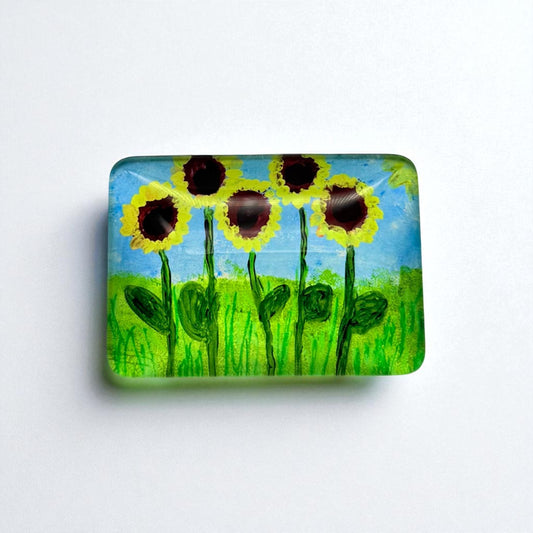 Sunflowers Glass Magnet