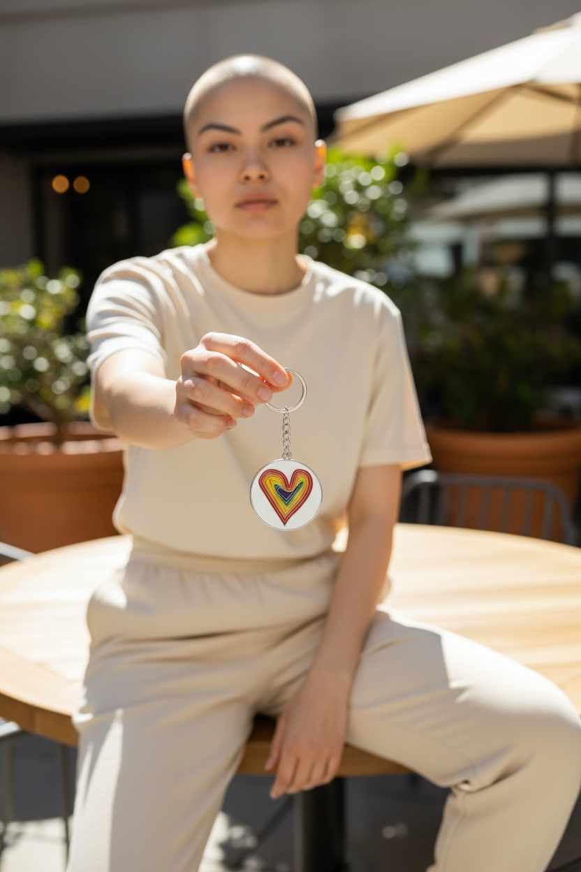 Rainbow Heart Enamel Keychain - Take Joy With You