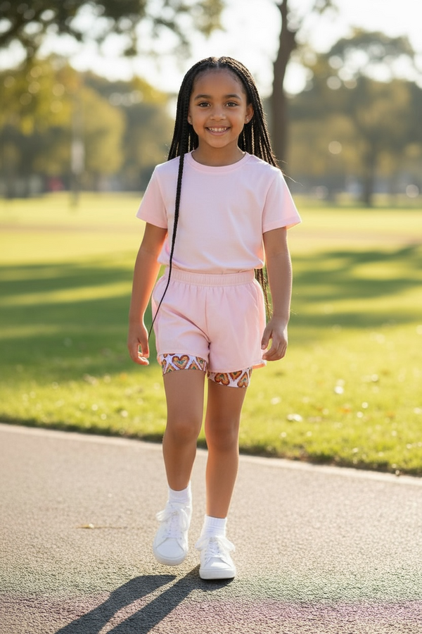 Rainbow Heart Double-Layer Sport Shorts