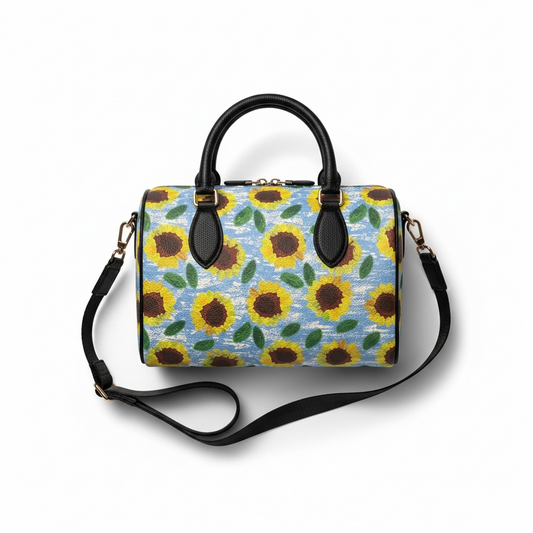 Leather Sunflowers Satchel
