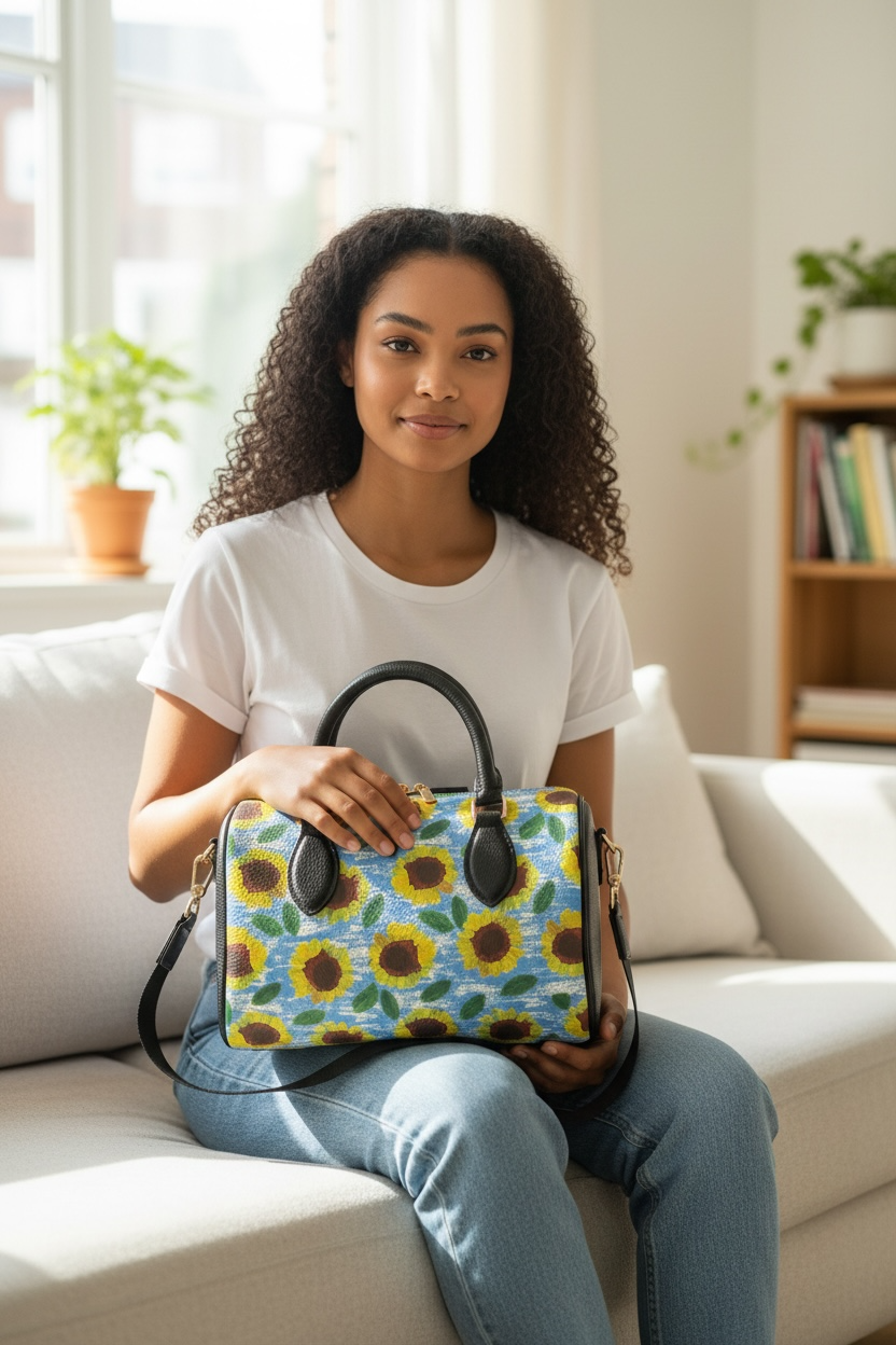 
                  
                    Leather Sunflowers Satchel
                  
                