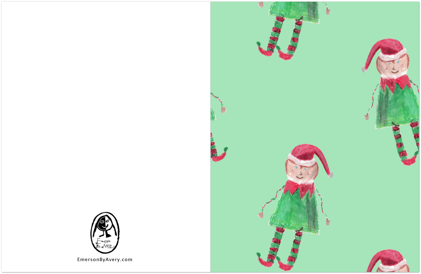 Elf Holiday Note Card Set – Pack of 10 (5 Pink + 5 Mint)